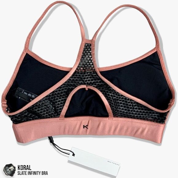 KORAL ACTIVEWEAR SLATE INFINITY LUSTROUS SPORTS BRA IN SAND PINK WOMEN’S SIZE XS - Picture 6 of 15